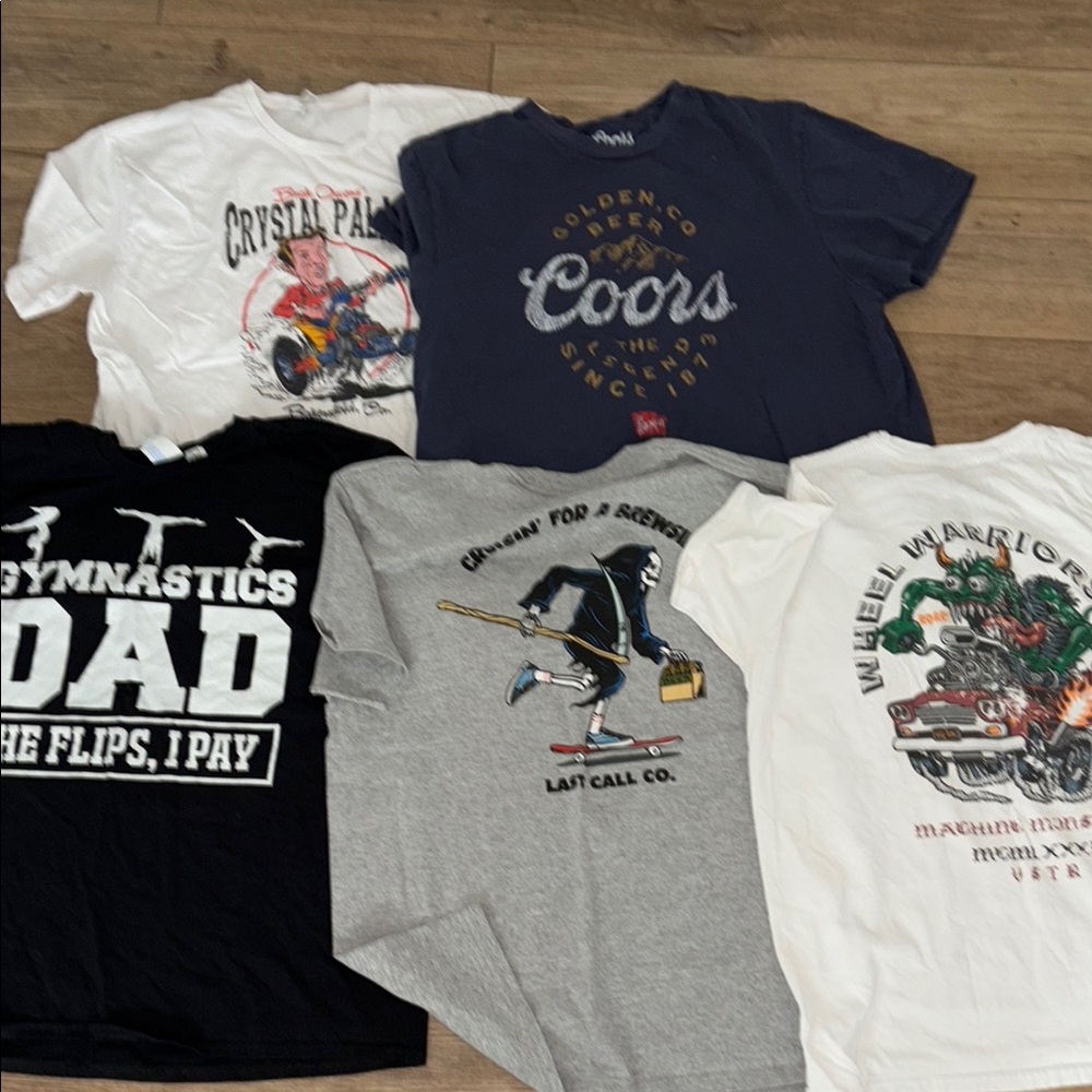 Graphic T-Shirt Bundle - Coors, Gymnastics Dad, Crystal Palace